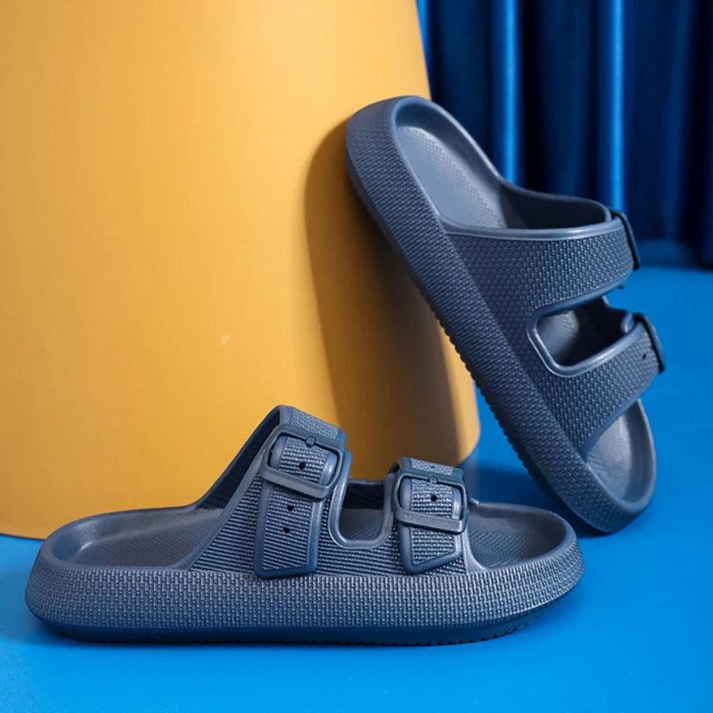 Thick Bottom Cloud Slippers for Women - Fashion Buckle Platform Slides - Dhavinci