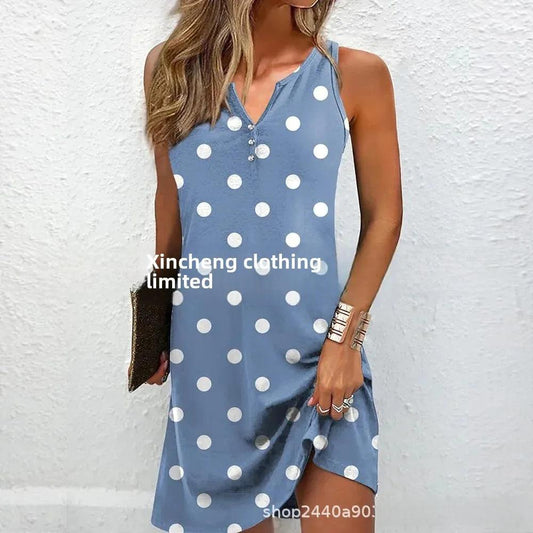 Casual Sleeveless Printed Dress | Summer Fashion for Women - Dhavinci