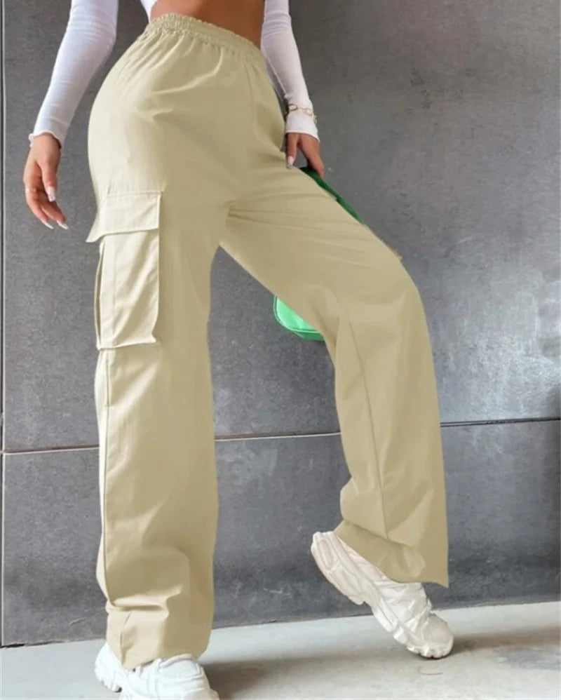 High Street Vintage Pants | Women’s High-Waist Cargo Trousers - Dhavinci