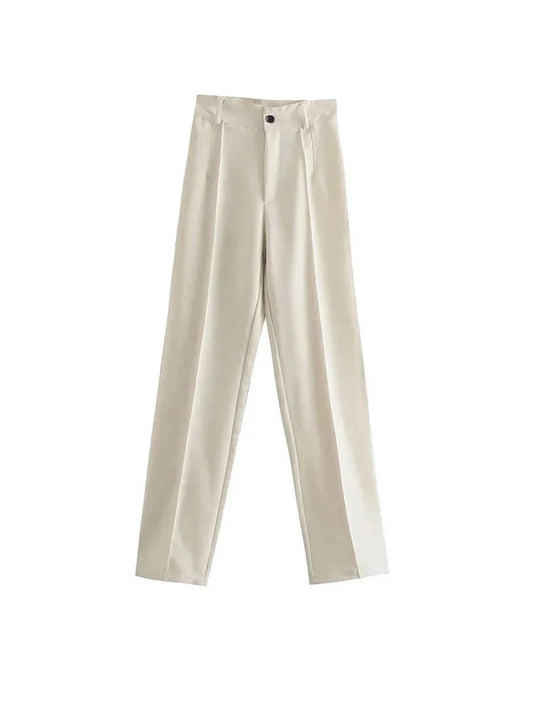 Chic High-Waist Straight Pants for Women | Vintage Office Trousers - Dhavinci