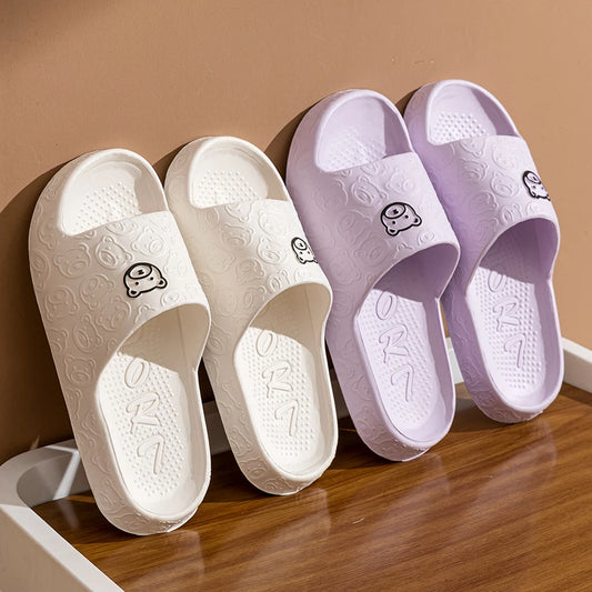 Women's Slippers Summer Printting Cute Bear Indoor Bathroom Anti-slip Soft Sole Couple Lightness Comfortable Men Leisure Shoes - Dhavinci