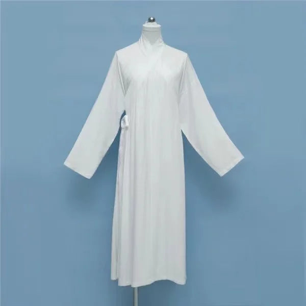 Hanfu Chinese Ming Dynasty Traditional Round Collar Robe Lining Original White Inner Wear Clothing Taoist Robe Lingerie Costume - Dhavinci