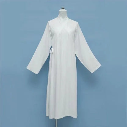 Hanfu Chinese Ming Dynasty Traditional Round Collar Robe Lining Original White Inner Wear Clothing Taoist Robe Lingerie Costume - Dhavinci