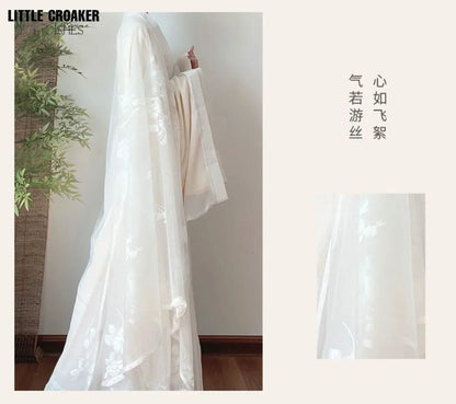 Elegant Hanfu Dress Women Ancient Chinese Traditional Hanfu Coat Outfit Female Cosplay Costume Party Show Beige Gown 3/4pcs Sets - Dhavinci