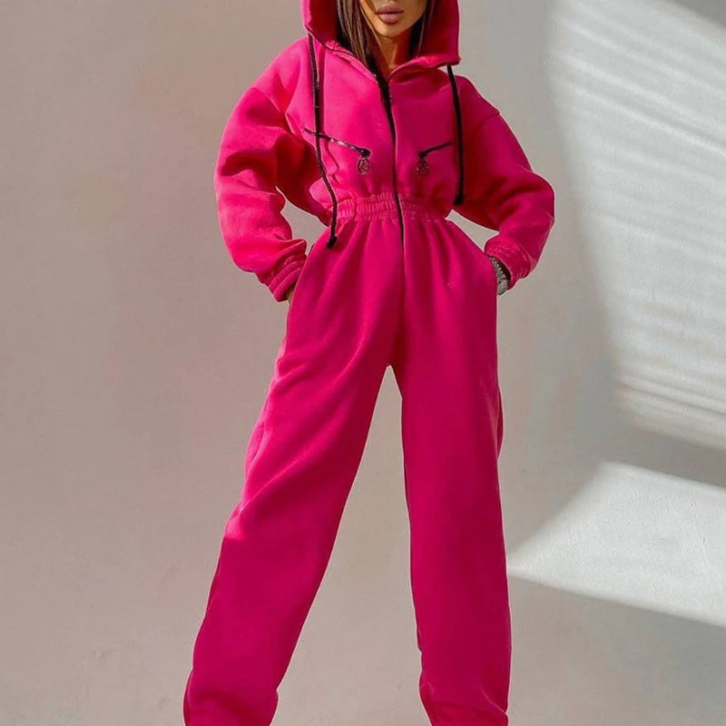 Elegant Hoodies Jumpsuit | Women’s Winter Warm Tracksuit