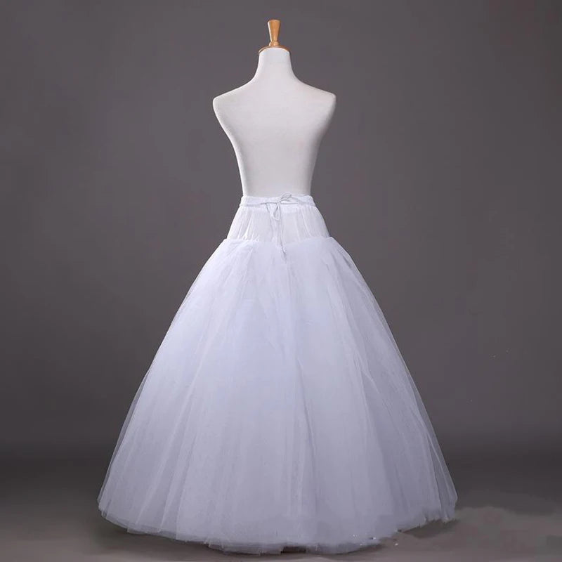 White Tulle Petticoat for A Line Style Wedding Dress 4-Layers No Hoops Bridal Wedding Accessories Long Petticoats Underskirt - Dhavinci