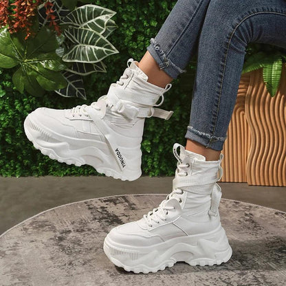 Chunky Platform Vulcanized Boots for Women | Breathable Spring Ankle Boots - Dhavinci