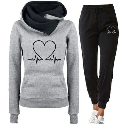 Women's Tracksuit for Autumn & Winter | Warm Hooded Sweatshirt & Jogging Sweatpants - Dhavinci