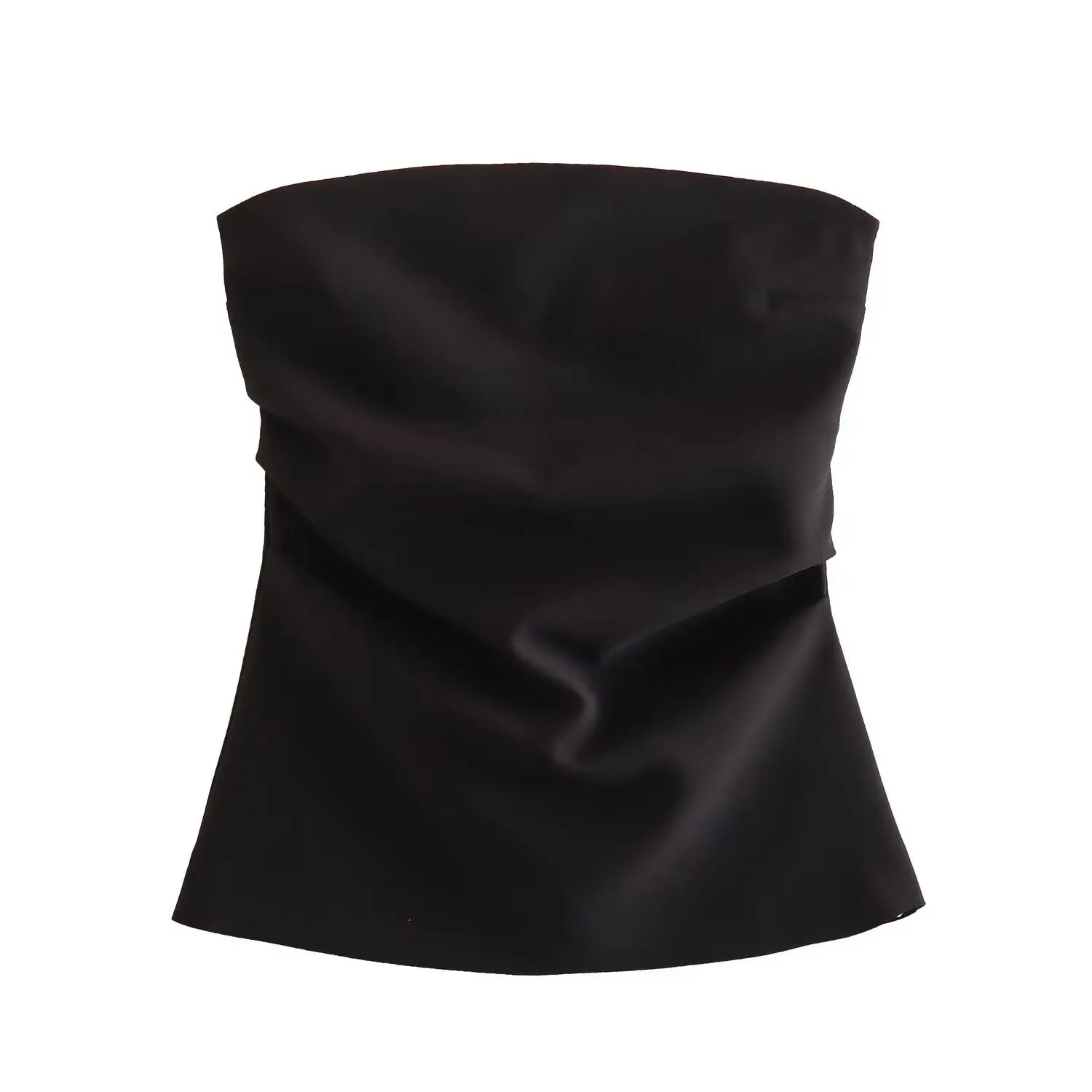 Women’s Strapless Sleeveless Blouse | Chic Summer Back-Zip Crop Top - Dhavinci