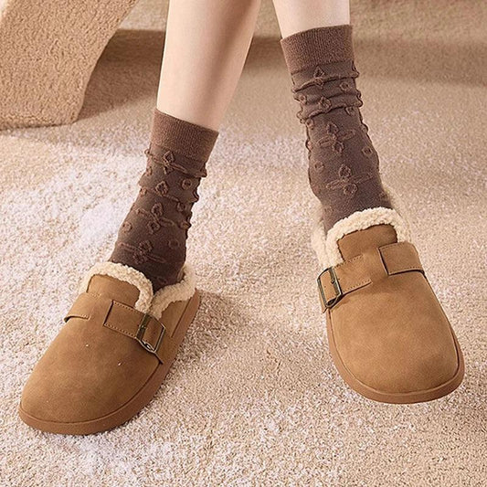 Women's Winter Warm Home Slippers | Faux Suede Plush Closed Toe Slides - Dhavinci