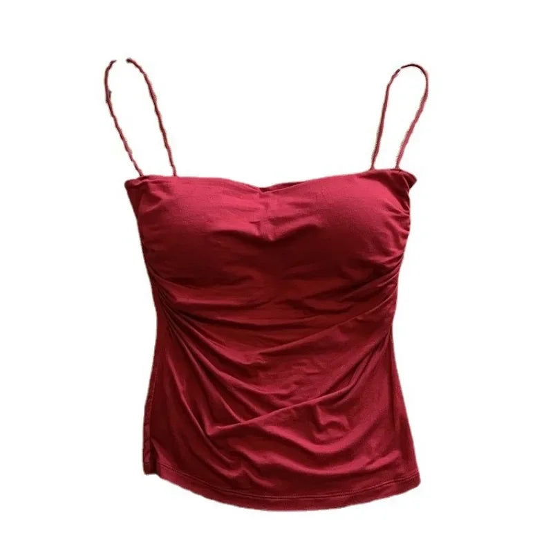 Summer Camis Tank Tops Women Thin Strap Bra Tanks For Woman Solid Color Casual Korean Style Female Top - Dhavinci