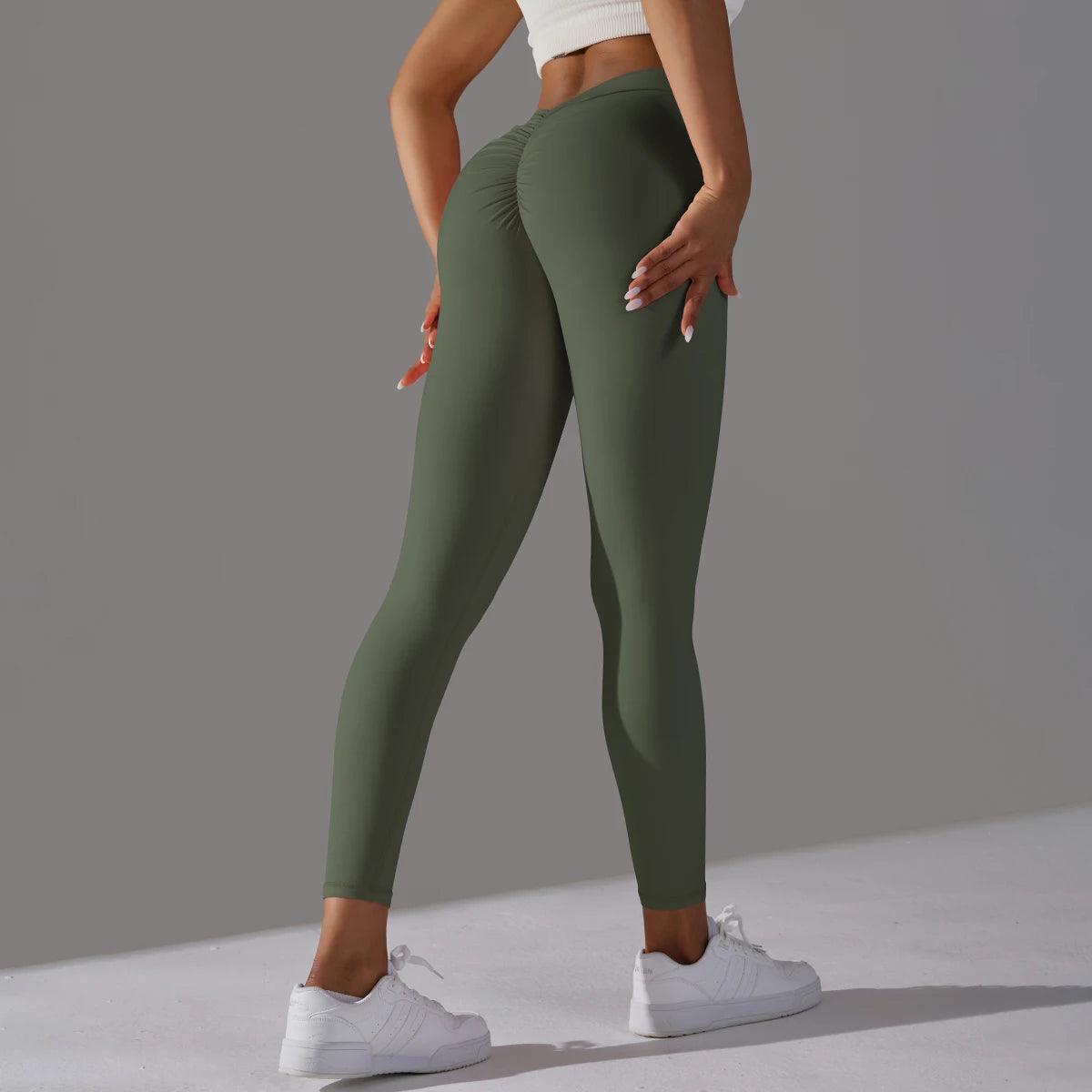 Sexy V-Waist Scrunch Butt Leggings for Women | Push-Up Fitness Yoga Pants - Dhavinci