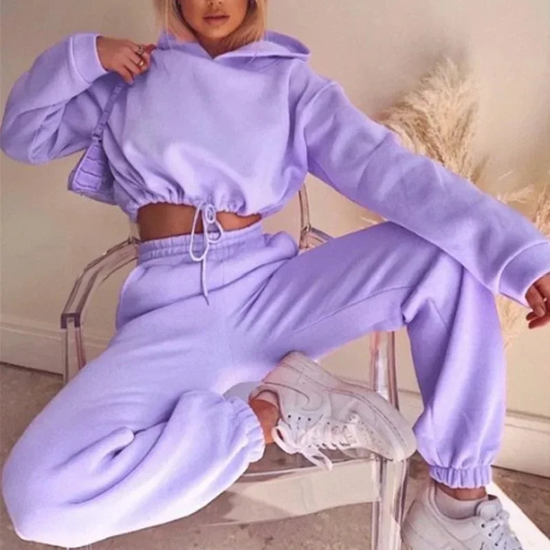 Women's Long-Sleeved Sports Suit | Trendy Casual Two-Piece Set