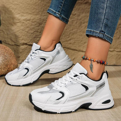 Breathable Platform Sneakers for Women | Non-Slip Lace-Up Sports Shoes - Dhavinci