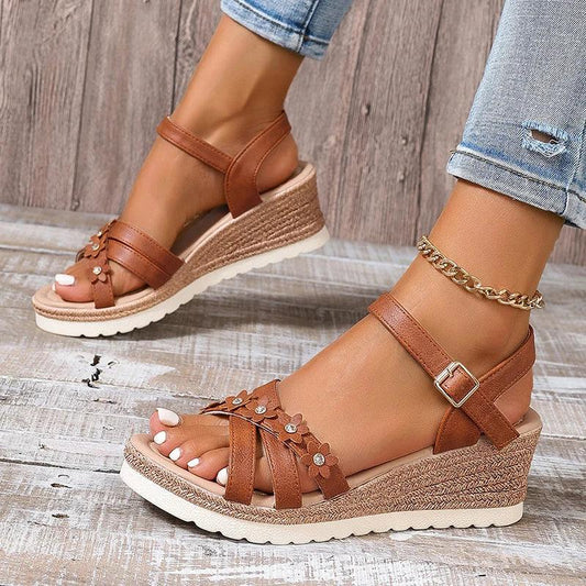 Fashion Flower Platform Sandals for Women - Wedges Gladiator Heels - Dhavinci