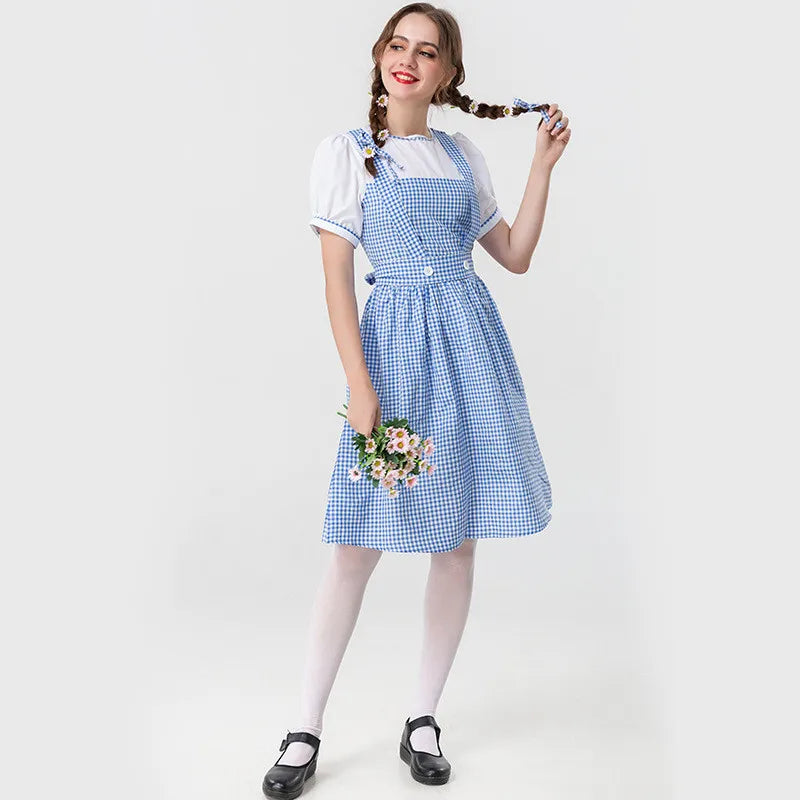 Wizard of Oz Dorothy Cosplay Costume | Blue Plaid Princess Dress - Dhavinci