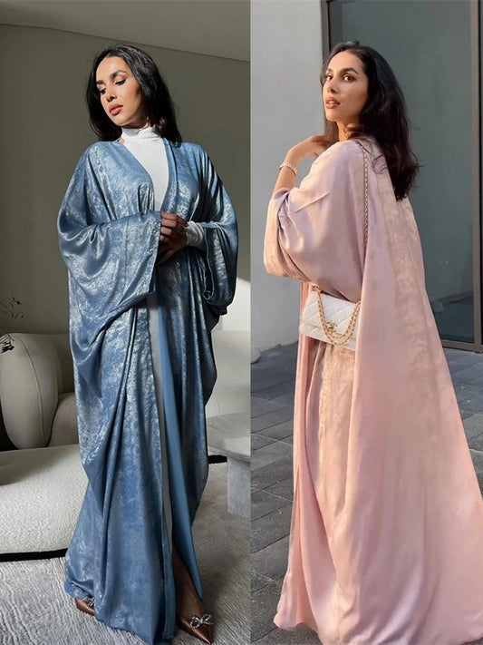 Eid Open Kimono Coat Dubai Luxury Batwing Abaya Modest Dresses 2024 Muslim for Women Islam Clothing Kebaya Robe Femme Musulmane - Dhavinci