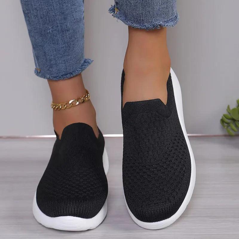 Breathable Knitting Platform Sneakers for Women | Slip-On Sports Shoes - Dhavinci