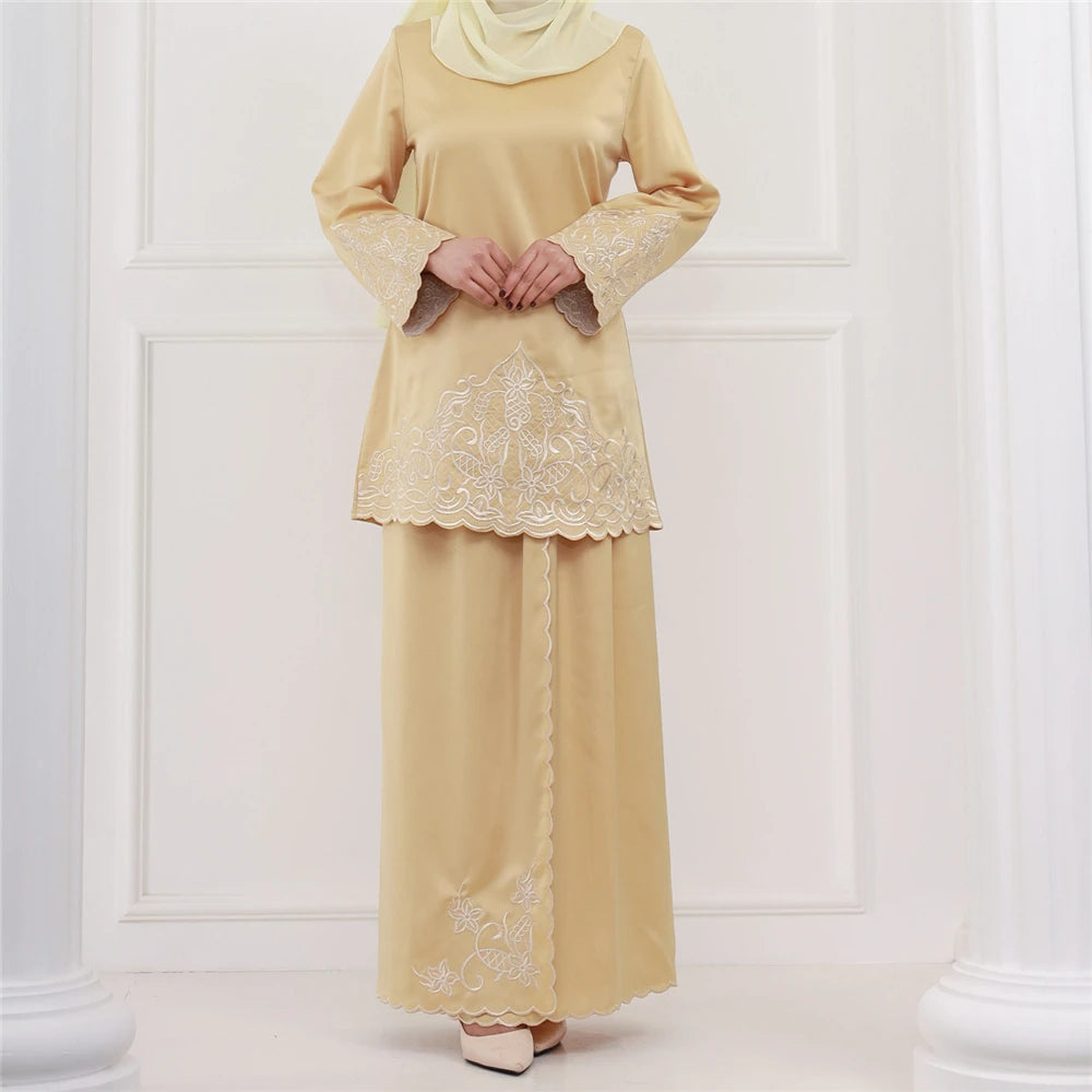 2PCS Muslim Women’s Set | Elegant Dubai Long Sleeve Top & Skirt - Dhavinci