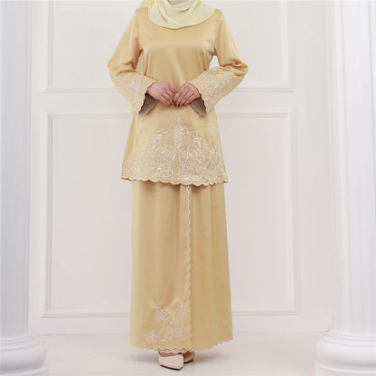 2PCS Muslim Women’s Set | Elegant Dubai Long Sleeve Top & Skirt - Dhavinci