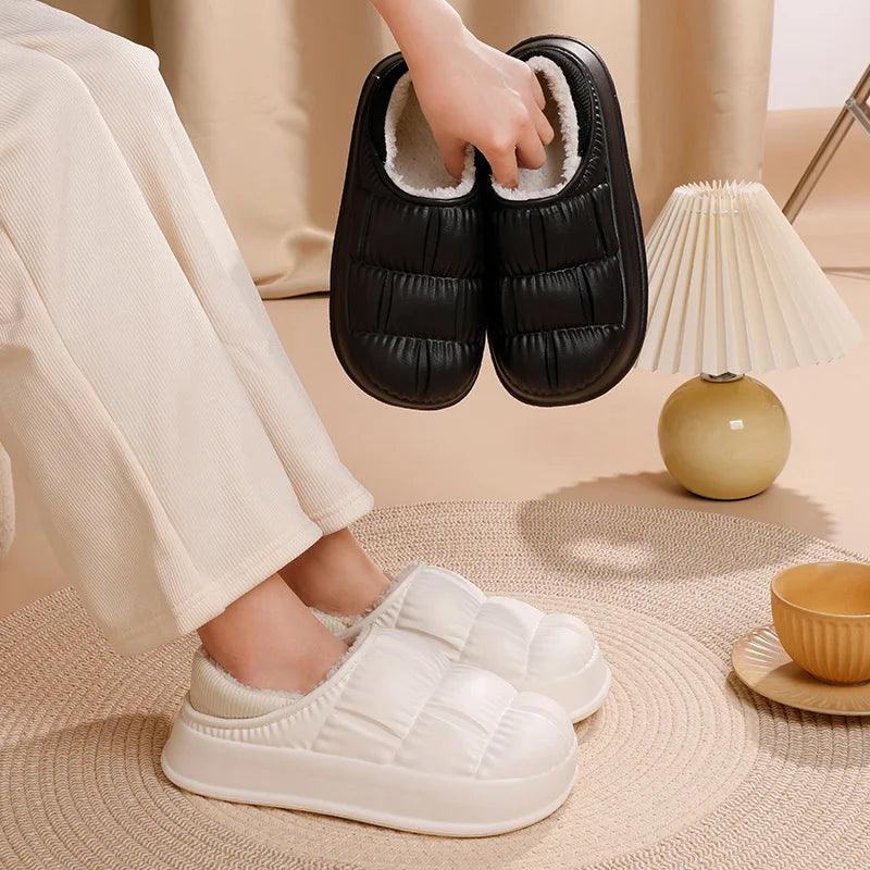 Waterproof Non-Slip Winter Slippers for Women | Warm Plush Platform - Dhavinci