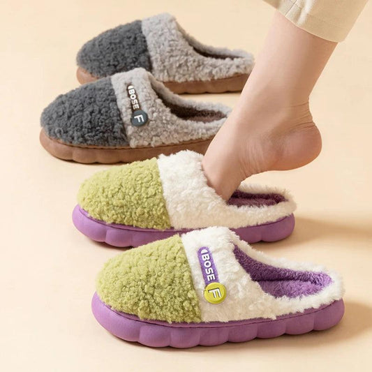 Winter Fluffy Slippers for Women | Closed-Toe Plush Home Shoes - Dhavinci