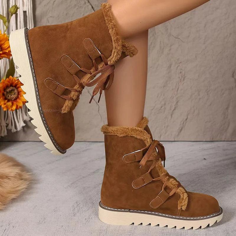 Lace-Up Plush Winter Ankle Boots for Women | Warm Snow Shoes &nbsp; - Dhavinci