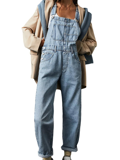 Blue Denim Overalls Jumpsuit Rompers Women Belted Hole Hollow Out E-girl Casual Work Pants Hot Y2k Jeans Long Pants Streetwear - Dhavinci