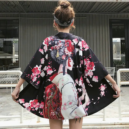 Japanese kimono traditional yukata women kimono cosplay kimono femme traditional japanese kimonos kimono girl Beach Haori V730 - Dhavinci