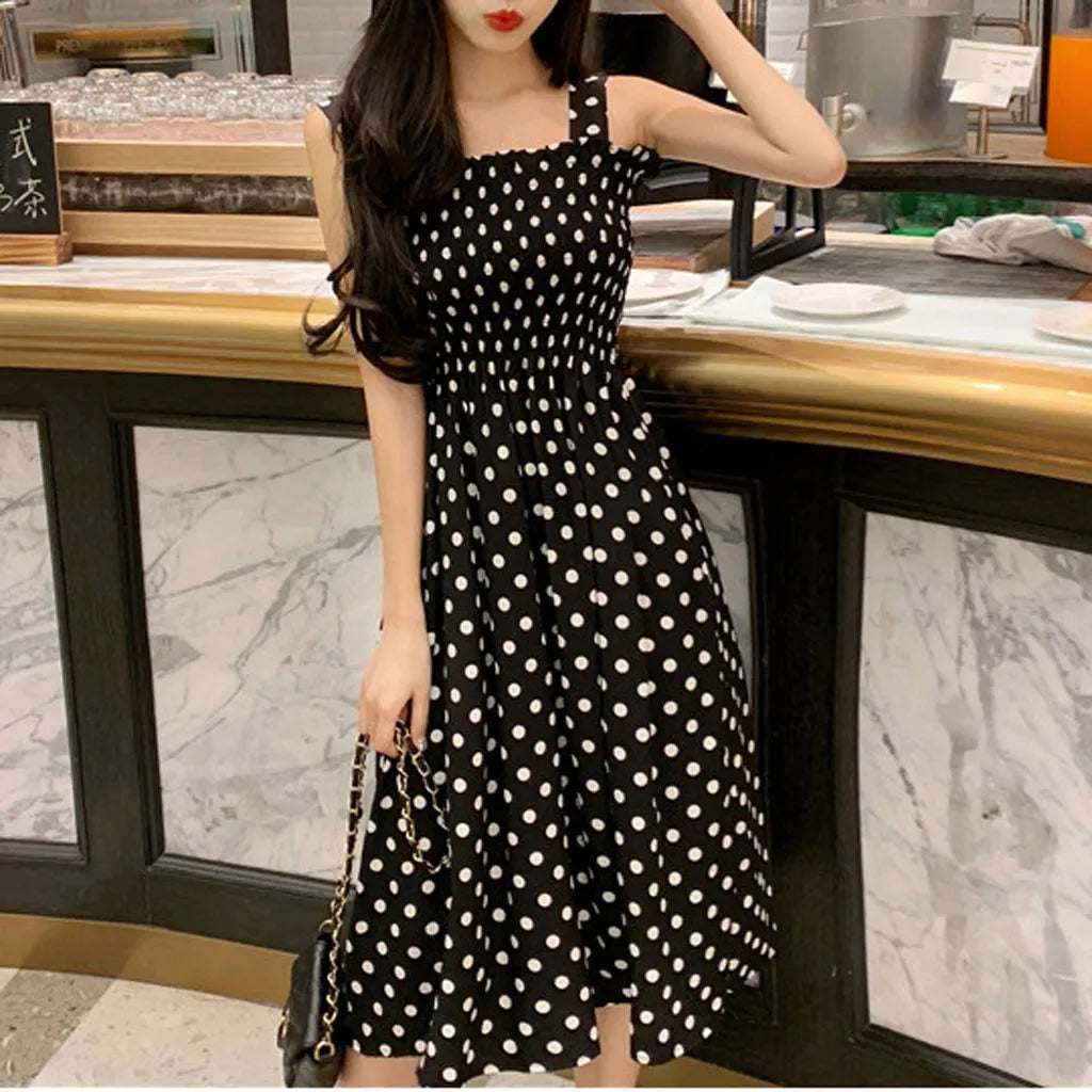 Women's Dresses 2024 Summer Fashion Loose None Sleeve Polka Dot Shoulder Plus Size Casual Dress Sexy Dresses - Dhavinci