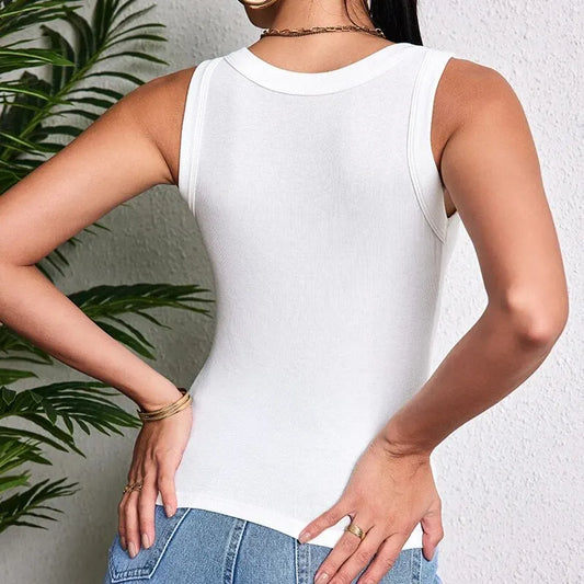 Ladies Four Seasons Solid Color Vest Fashion Joker Young Woman Threaded Camisole plus Size Bottoming Vest - Dhavinci