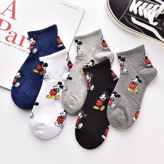 Disney Mickey Mouse Cotton Socks Cartoon Mickey Mouse Casual Breathable Kawaii Socks Spring Autumn Student Sports Short Socks Kids - Dhavinci