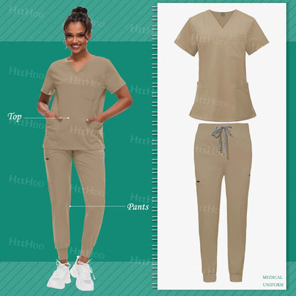 Scrub Sets Uniform Women Joggers Hospital Accessories Medical Surgical Gown Pharmacy Healthcare Work Wear Unisex Mens Scrub Soft - Dhavinci