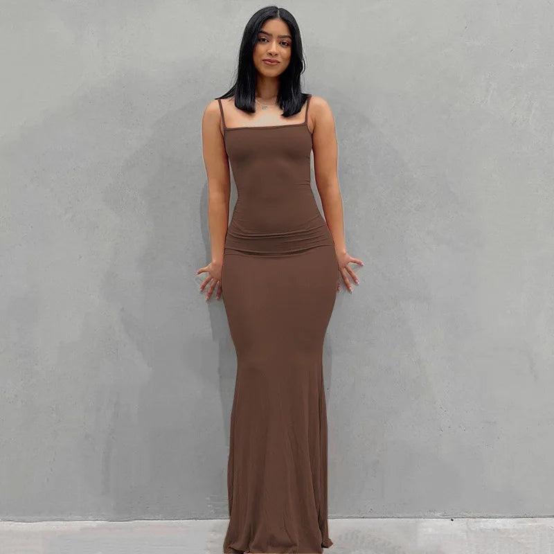 Sexy Spaghetti Strap Maxi Dress | Women’s Y2K Bodycon Dress - Dhavinci