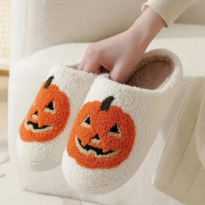 Halloween Style Warm Home Slippers for Women | Plush Closed Toe Slides - Dhavinci