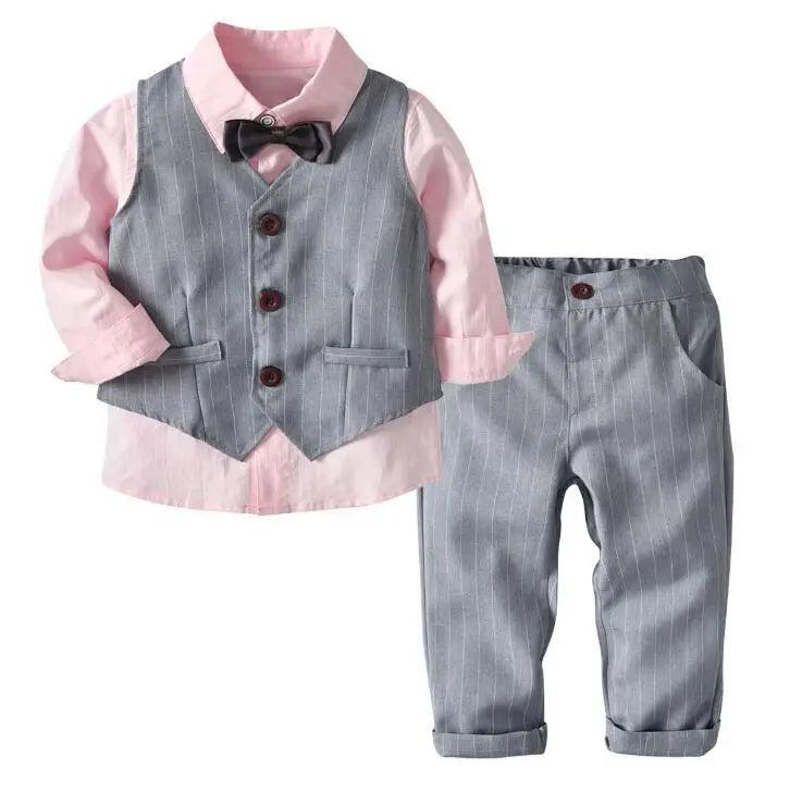 4-Piece Baby Boy Clothing Set | Autumn Infant Tops, Vest & Overalls