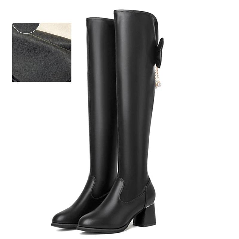 Sexy High Heel Over-the-Knee Boots for Women | Autumn Winter Bowknot Boots - Dhavinci