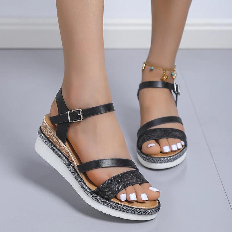 Wedge Platform Sandals for Women | Non-Slip Ankle Strap Gladiators - Dhavinci