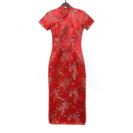 Chinese Traditional Dress Women Cheap and Big size Long Slim Cheongsam Qipao 6XL Red Bride Wedding Dress Formal Dress - Dhavinci