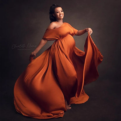 Silk Gown Maternity Photography Props Dress Chiffon Cloak Simple Modeling Fabric Pregnancy For Baby Showers Woman Photo Shooting - Dhavinci