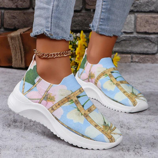 Slip-On Print Platform Sneakers for Women | Breathable Non-Slip Casual Shoes - Dhavinci