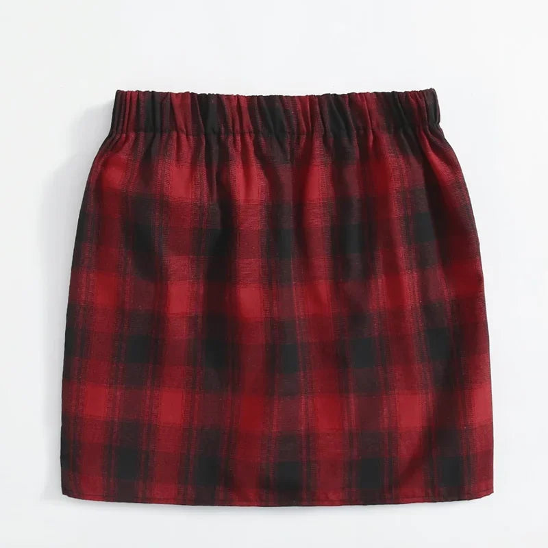 Plus Size Elastic Waist Summer Spring Casual Bandage Plaid Skirt Women Bow Front Vintage Checked Mini Skirt Plus Size Bottoms - Dhavinci