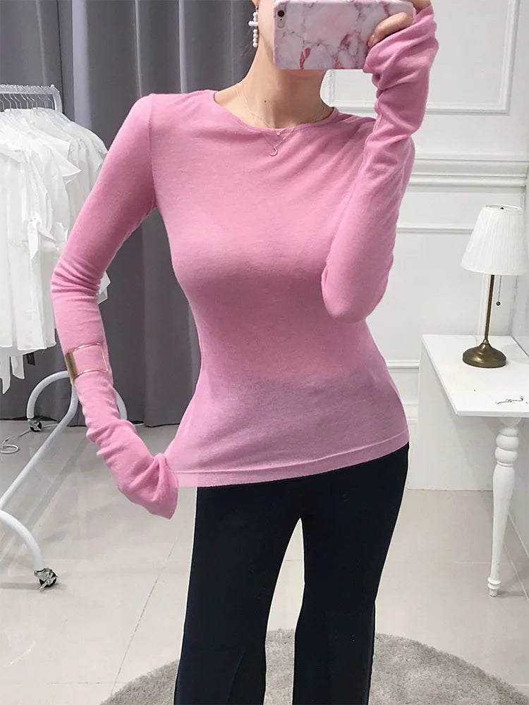 Sexy Shirt Women T-Shirt Long Sleeve Korean Style Slim Basic Elasticity Tshirt Top Womens Clothing T Shirt Femme - Dhavinci