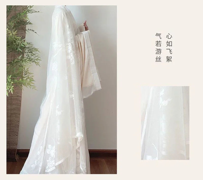 Elegant Hanfu Dress Women Ancient Chinese Traditional Hanfu Coat Outfit Female Cosplay Costume Party Show Beige Gown 3/4pcs Sets - Dhavinci