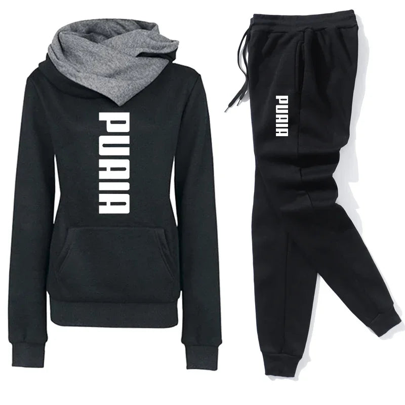 Autumn Winter Women's Tracksuit | Hooded Sweatshirt & Jogger Pants Set - Dhavinci