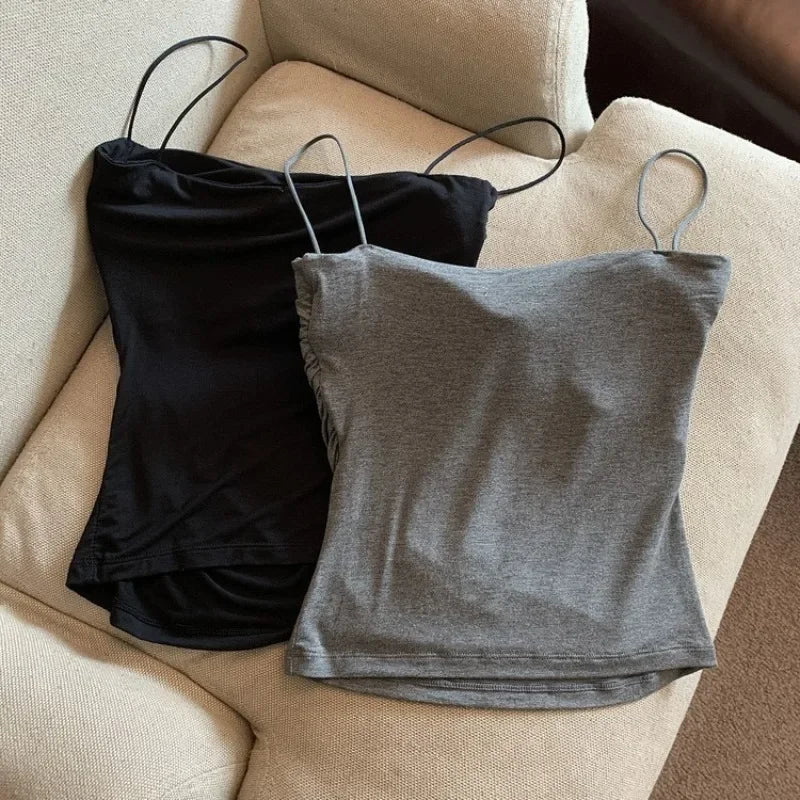 Summer Camis Tank Tops Women Thin Strap Bra Tanks For Woman Solid Color Casual Korean Style Female Top - Dhavinci