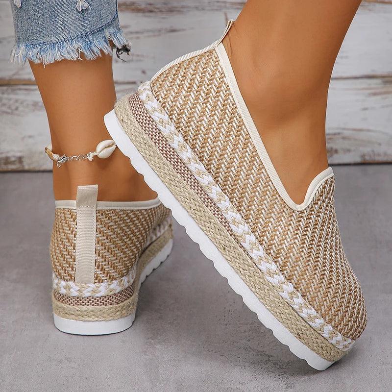 Braided Breathable Espadrilles for Women | Autumn Thick Platform Sneakers - Dhavinci