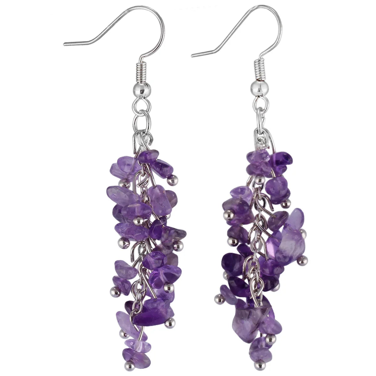 Bohemian Crystal Grape Earrings | Irregular Stone Tassel Jewelry