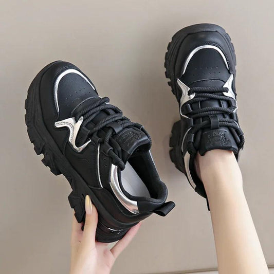 Mix Color Platform Sneakers for Women | Lace-Up Casual Shoes - Dhavinci