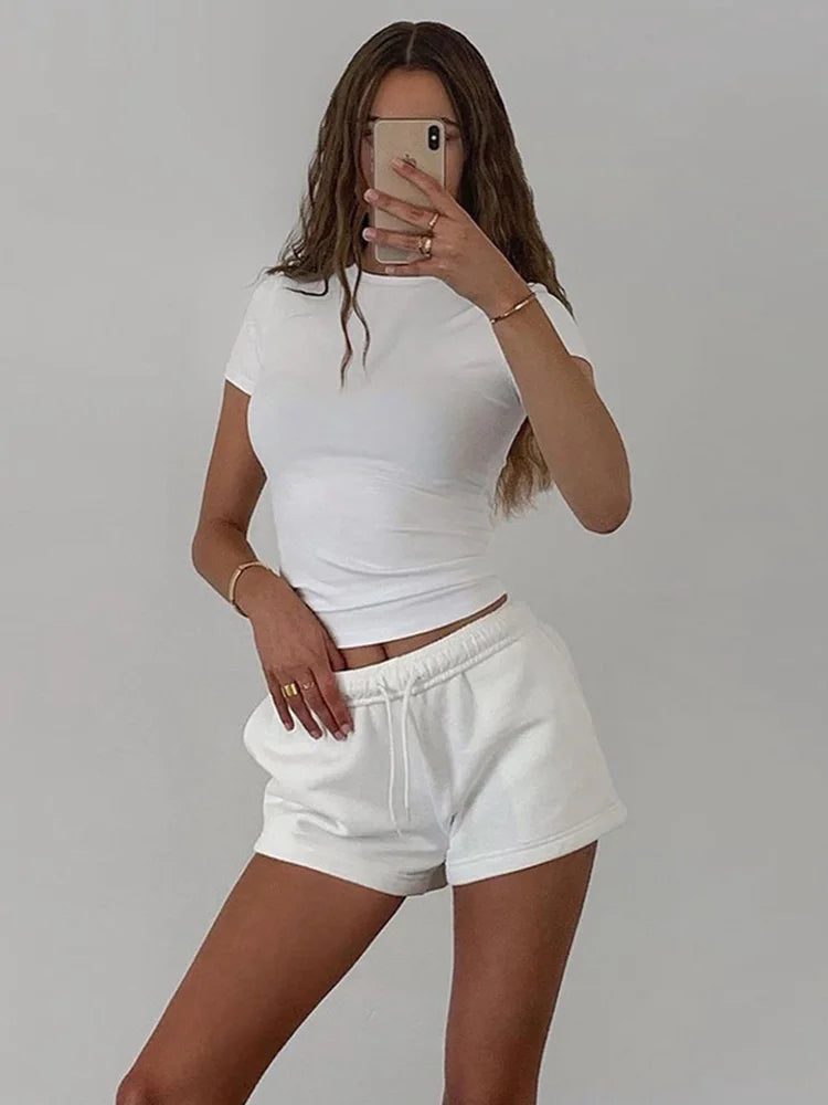 Spring New Short Sleeve T-Shirt Women Solid Simple Casual Soft All-Match Hot Basic Crop Tops Tees Summer Fashion - Dhavinci